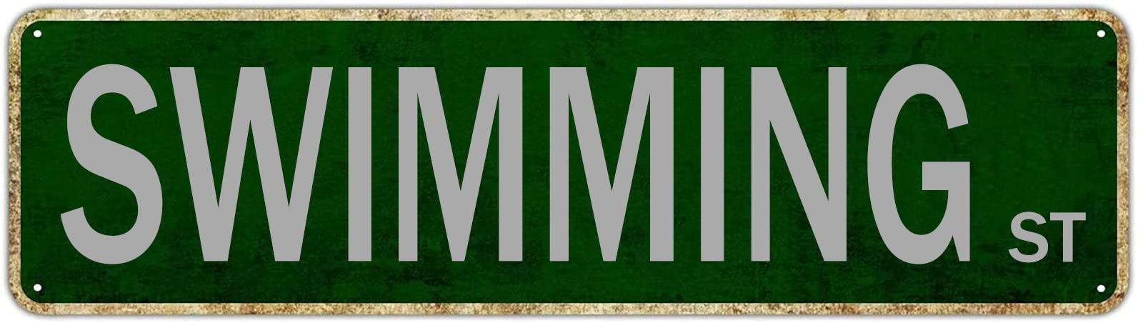 DTHNKL Swimming St Vintage Metal Tin Sign 16x4 - Retro Aluminum Art Plaque Non-Fade Funny Decor for Living Room Home Kitchen Garden Wall