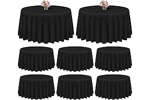 Showgeous 8 Pack 120 Inch Round Tablecloth Black