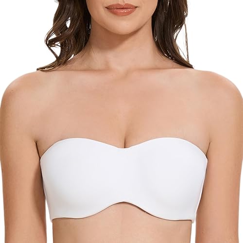 MELENECA Women's Strapless Bra for Large Bust Minimizer Unlined Bandeau with Underwire