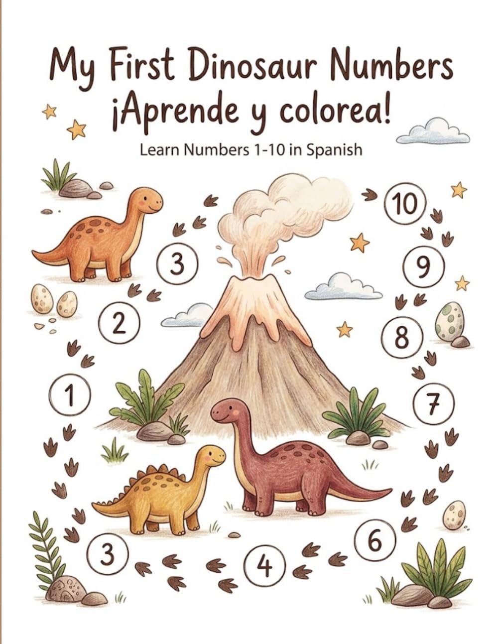 Mi Primer Libro de Números de Dinosaurios: Aprende los números del 1 al 10 mientras coloreas, cuentas y exploras dinosaurios