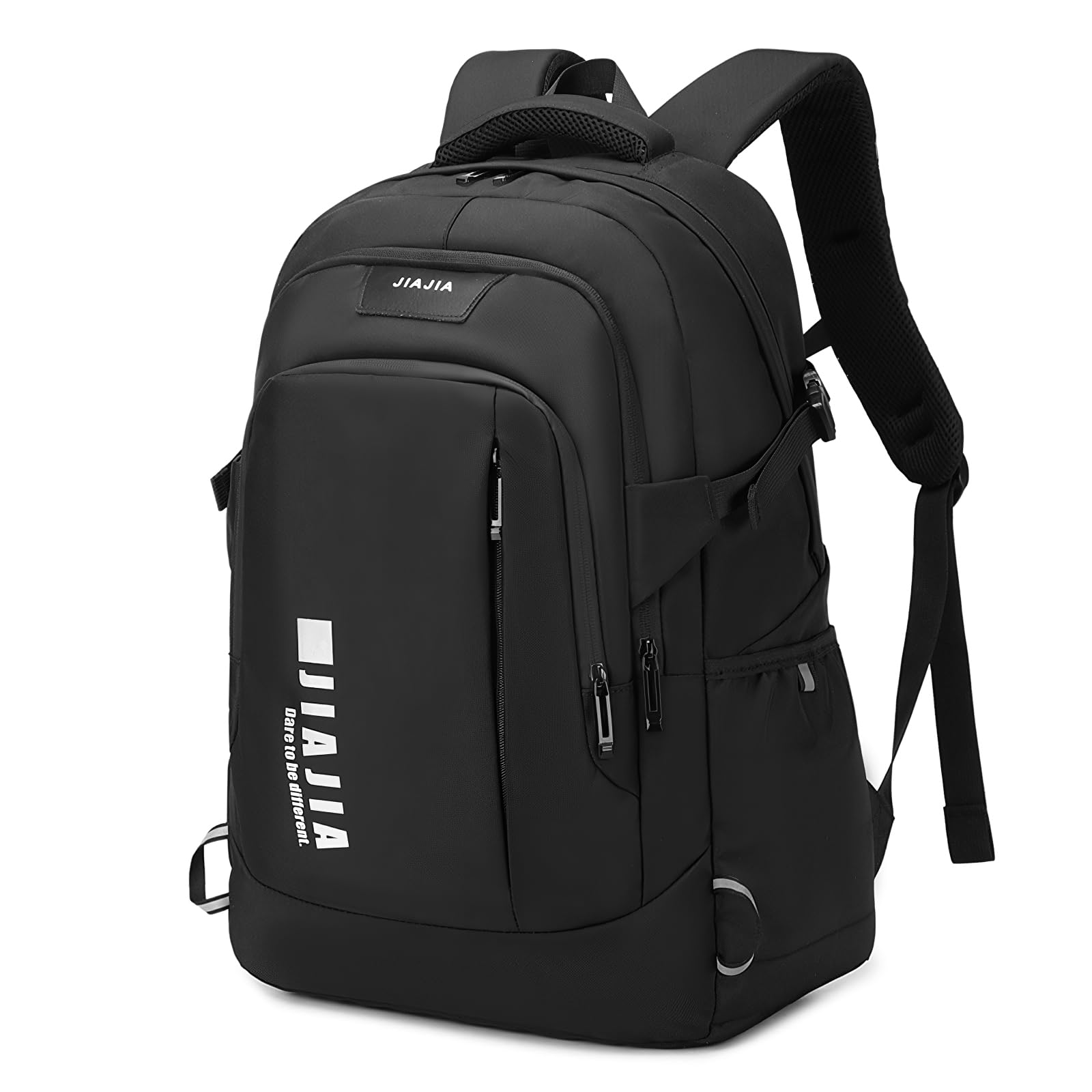 Amythe Schulrucksack Jungen Teenager mit 15,6" Laptopfach & Trolley-Gurt | Großer Rucksack Jungen, Wasserabweisender Schultasche für Oberstufe Universität, Tagesrucksäcke Reise, Schwarz