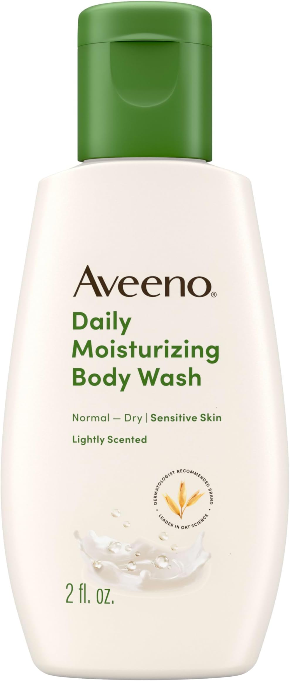 Daily Moisturizing Body Wash for Dry & Sensitive Skin + Prebiotic Oat, Shower Body Wash Gently Cleanses & Nourishes Dry Skin, Lightly Scented, Travel-Sized, 2 fl. oz