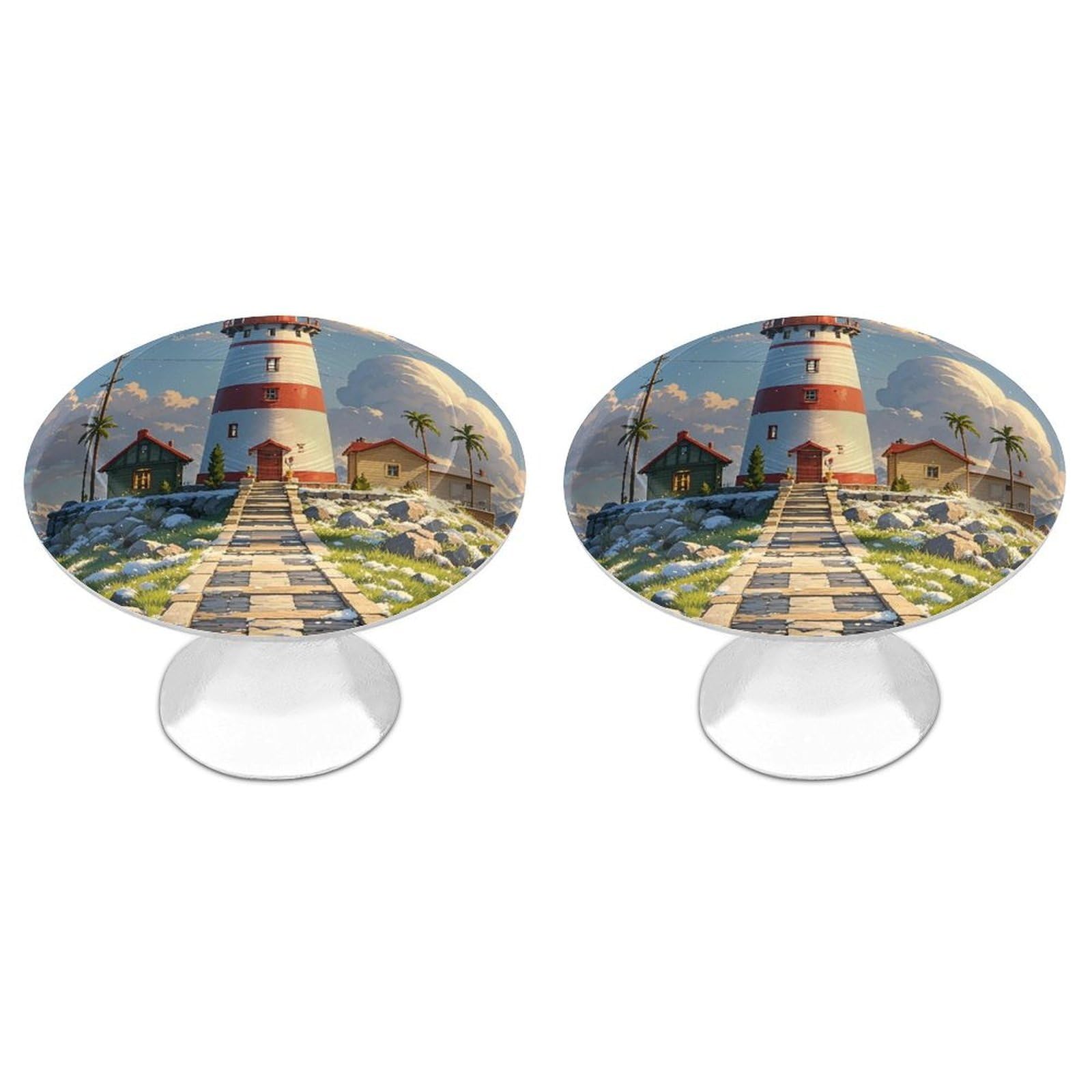 FekiLoot Lighthouse Cabinet Knobs 2 Pack Stainless Steel Round Dresser Drawer Knobs Kitchen Drawer Hardware Dresser Knob Closet Door Pulls Cabinet Handles for Cupboard Drawer Pulls