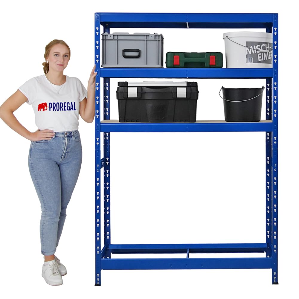 PROREGAL Mega Deal | 2X Étagère à pneus Tiger | HxLxP 180x120x40 cm | jusqu'à 6 pneus sur 1 Niveau | avec 3 rangements | Bleu