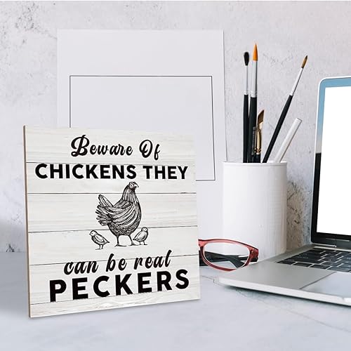 Miniatura 4 de Letrero rústico de granja, decoración de granja, letrero de arte de mesa de placa de madera, letrero de gallinero rústico, letrero de madera