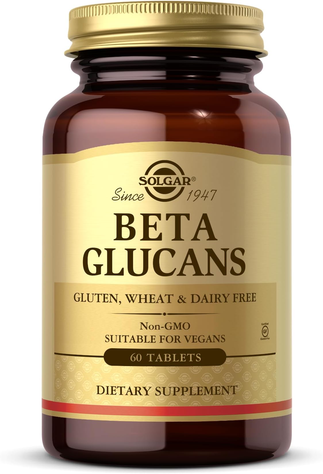Beta 1,3 Glucans Tablets - Pack of 60 - Supports Daily Wellbeing - for Cholesterol and Cardiovascular Health - Vegan and Gluten Free, Gold
