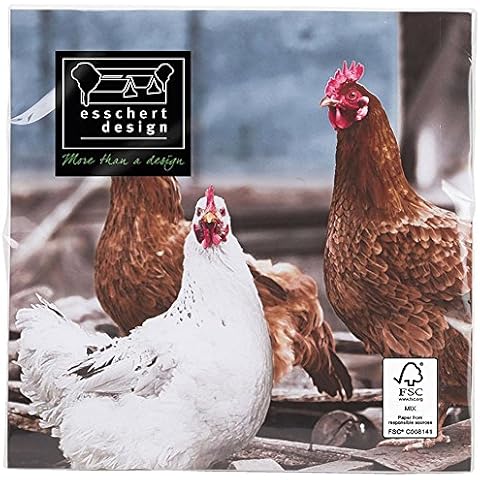 Esschert Design TP179 Chickens Paper Napkins - Blue Cover