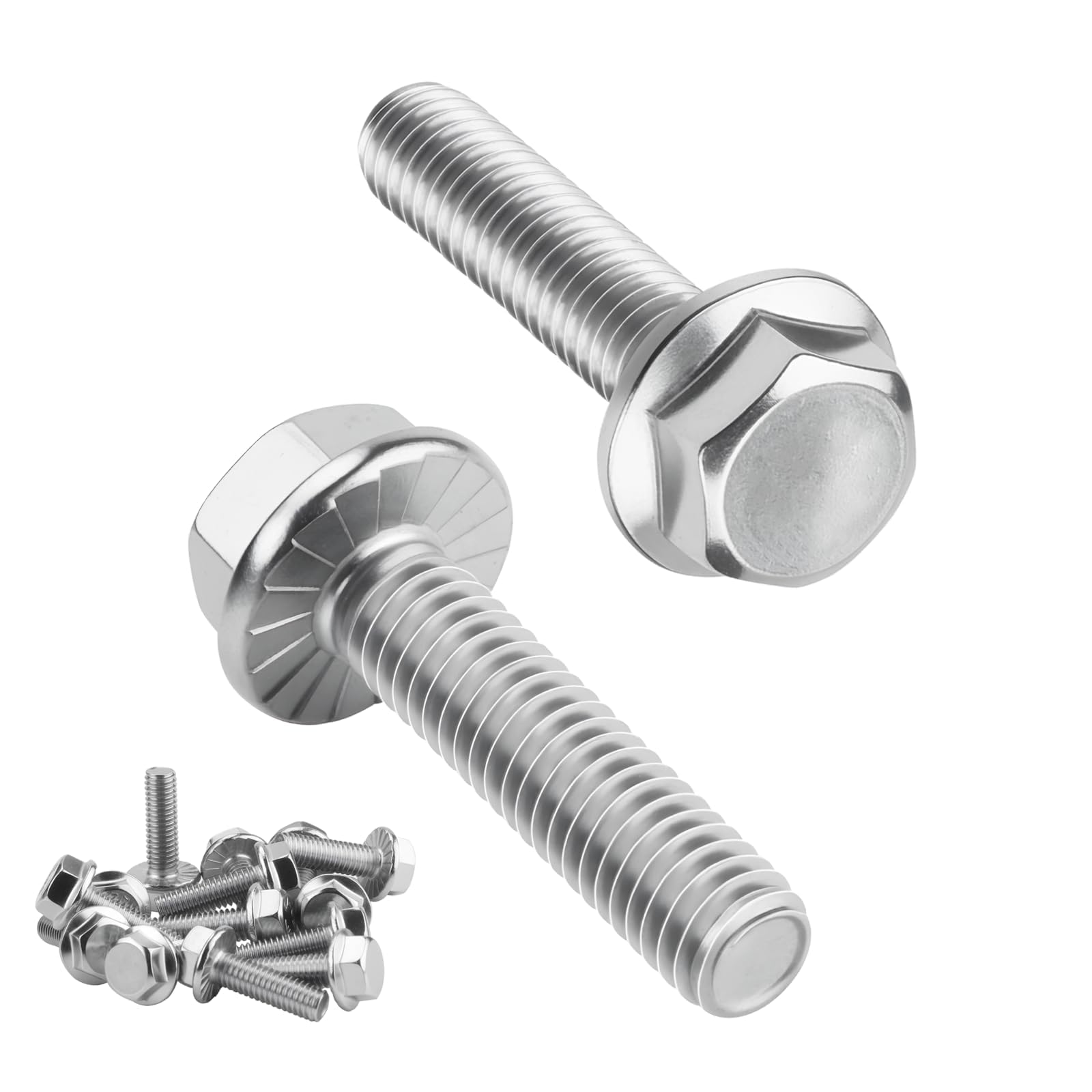 Nuts OT nuts 10 PCS M8 Bolts Silver M8x40mm 304 Stainless Steel Bolts Hex Serrated Flange Bolt Screws Hex Flange Bolt Serrated Flange Anti-Loosening for Machine Tools Furniture Assembly DIY