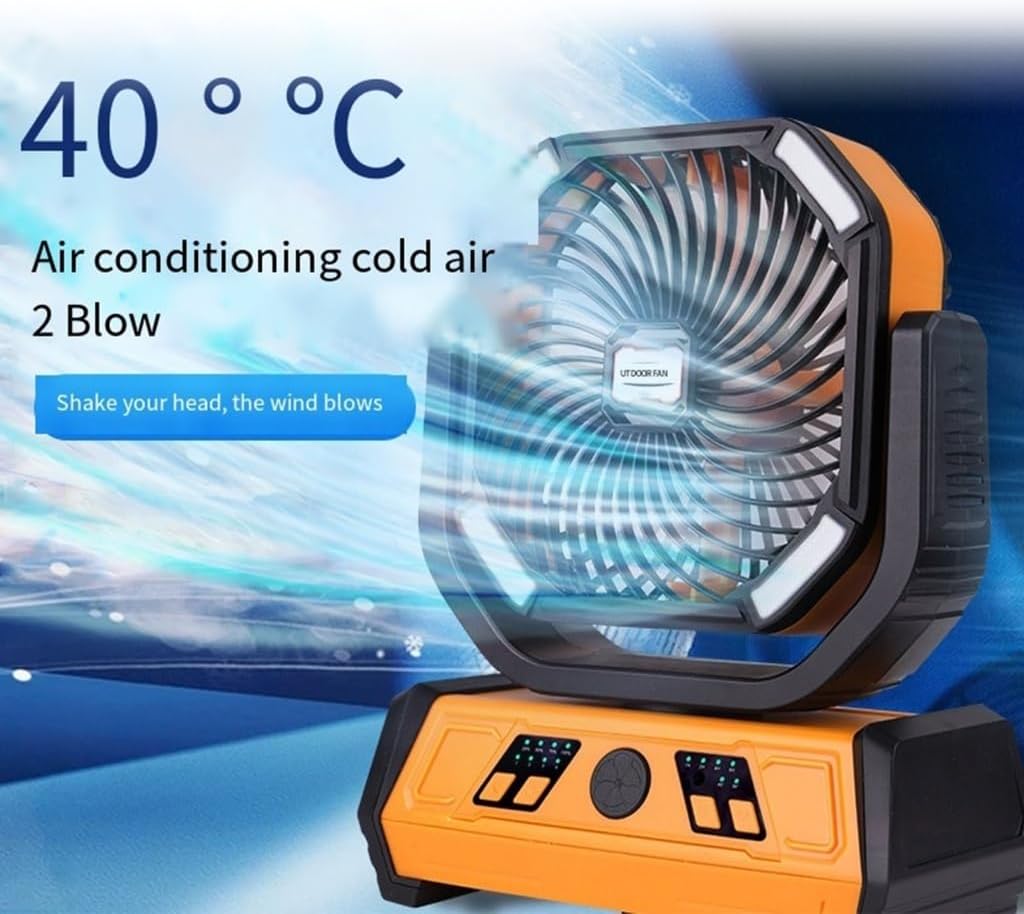 High Capacity Battery Camping Fan LED Light with Multiple Wind Speeds for Home