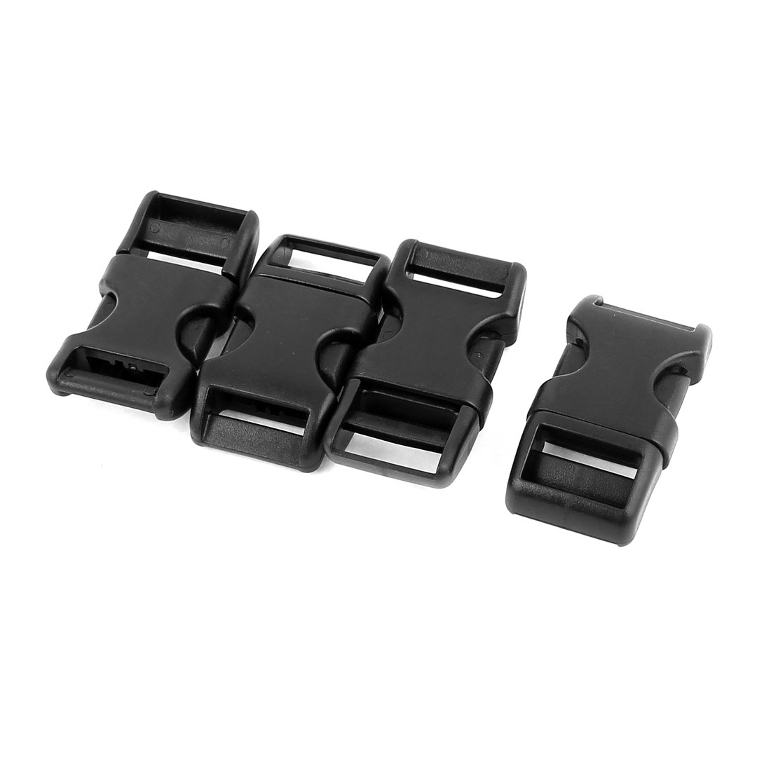 sourcing map Plastic Curved Side Quick Release Buckles 16mm Webbing Band 4pcs Black