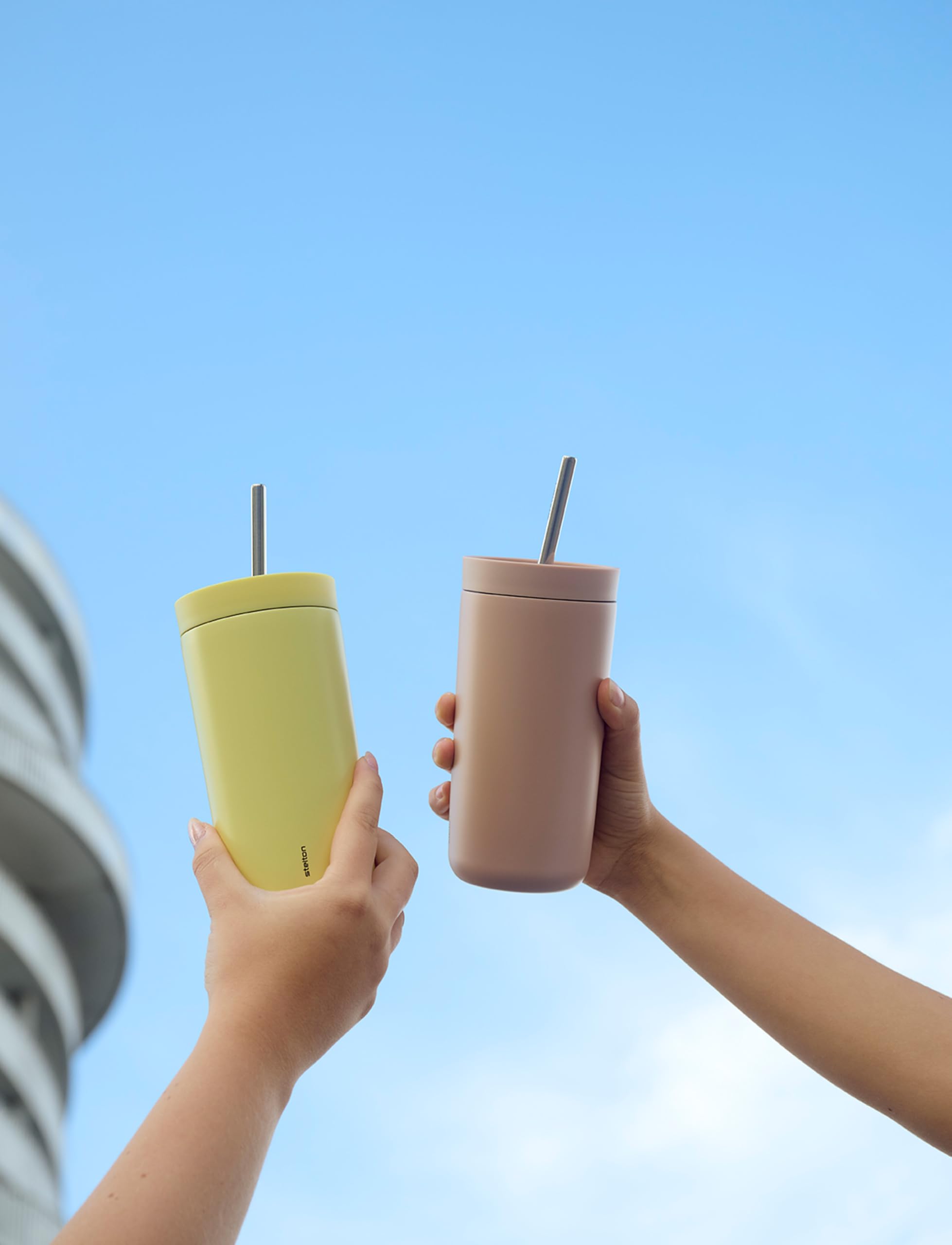 Stelton To Go Sip kubek termiczny ze słomką, 0,4 l, izolowany próżniowo, trwały – 400 ml, Laevis