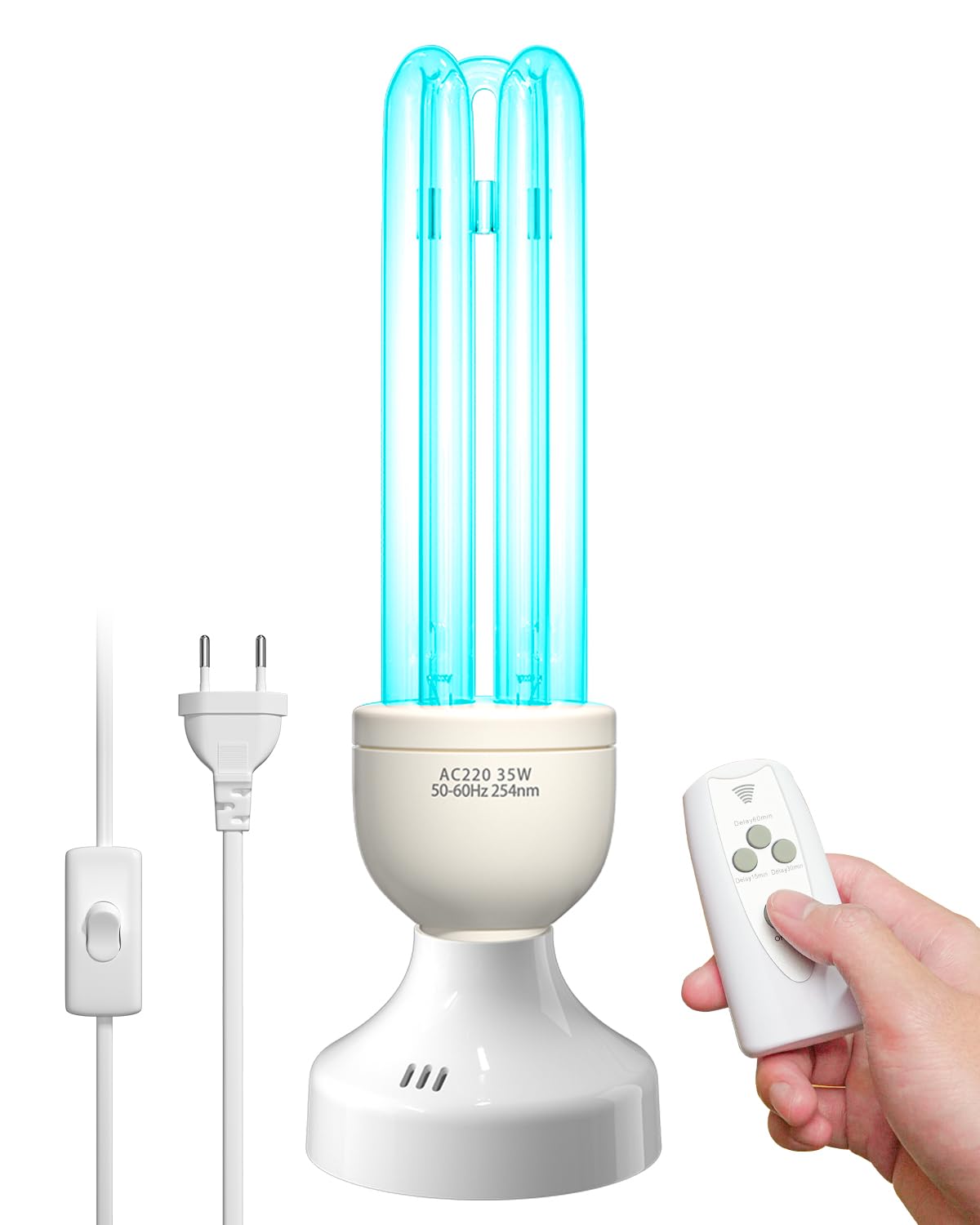 BrightArk 35W Lampe Desinfektion Ozon Licht mit Fernbedienung Timer Keimtötende Lampe Duale Sterilisation und Desinfektion AC220-240V Perfekt für Küche, Schlafzimmer, Wohnzimmer, Beseitigt Keime