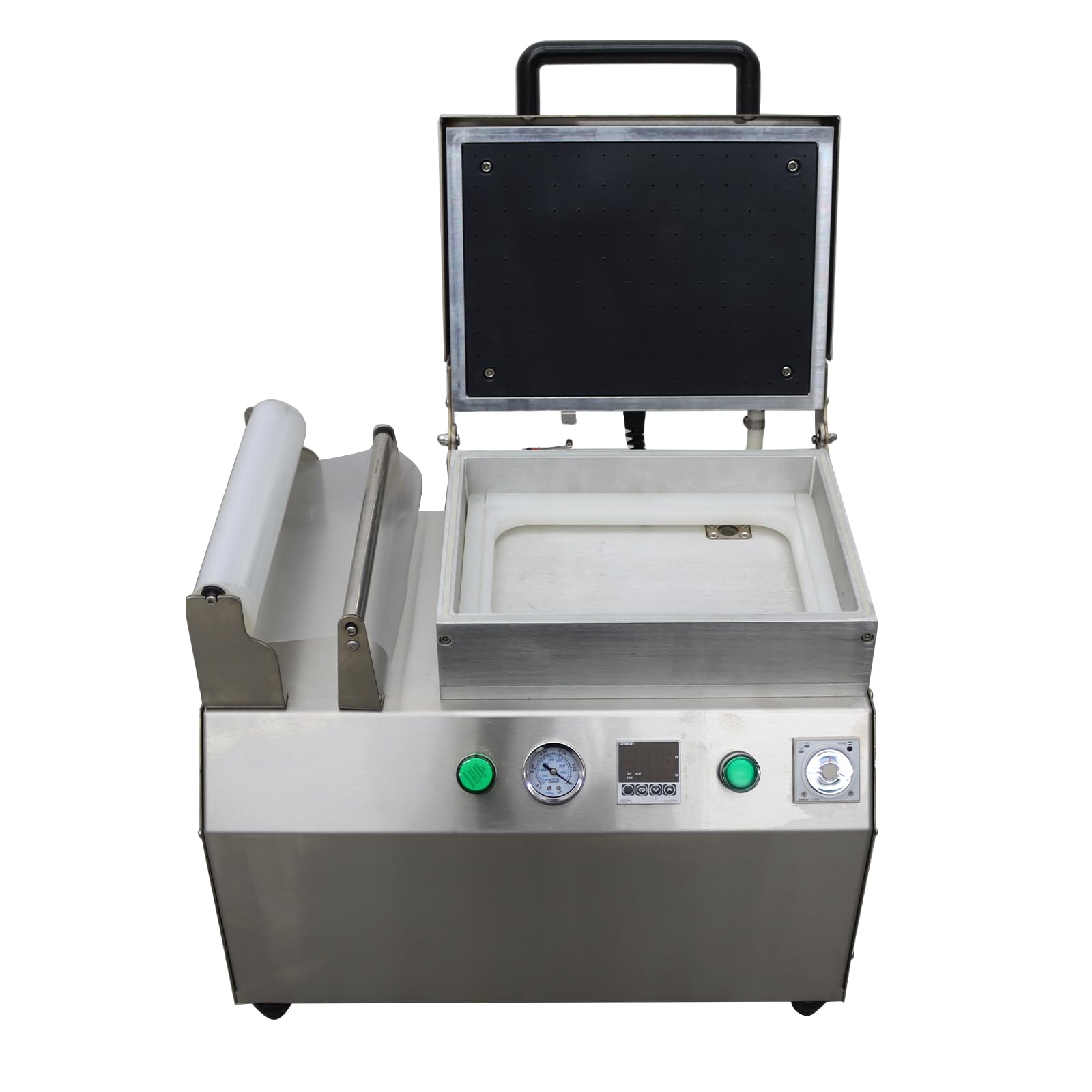 WYDDDARY Bench Vacuum Sealer Machine 120-320 Boxes/H Vacuum Fitting Machine 9.8inch Membrane Width Vacuum Close Fitting Packaging Machine for Packaging Meat Poultry Seafood Cheese 110V
