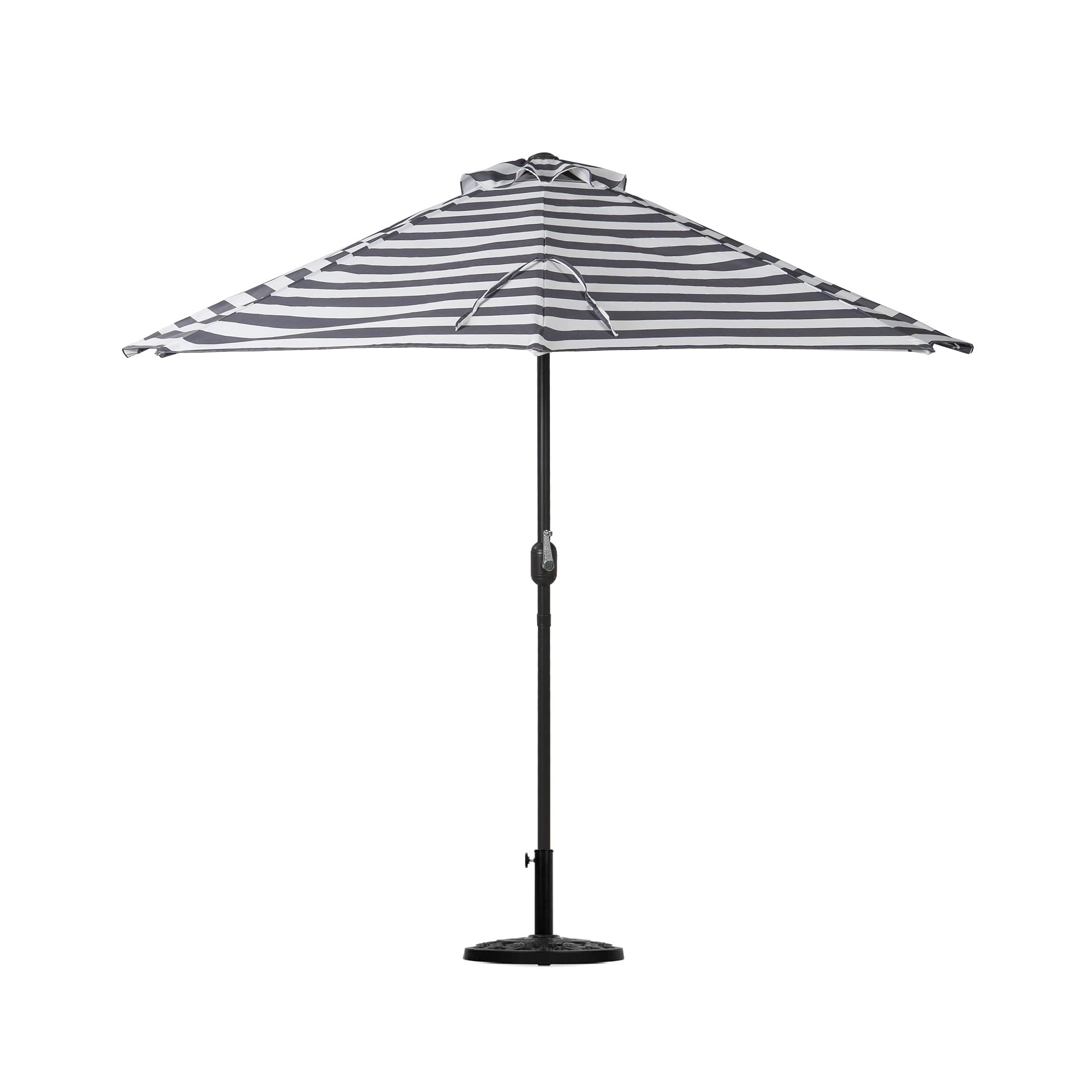WestinTrends Lanai 9 Ft Outdoor Patio Half Umbrella, Small Grill Deck Porch Balcony Shade Umbrella with Crank, Black/White