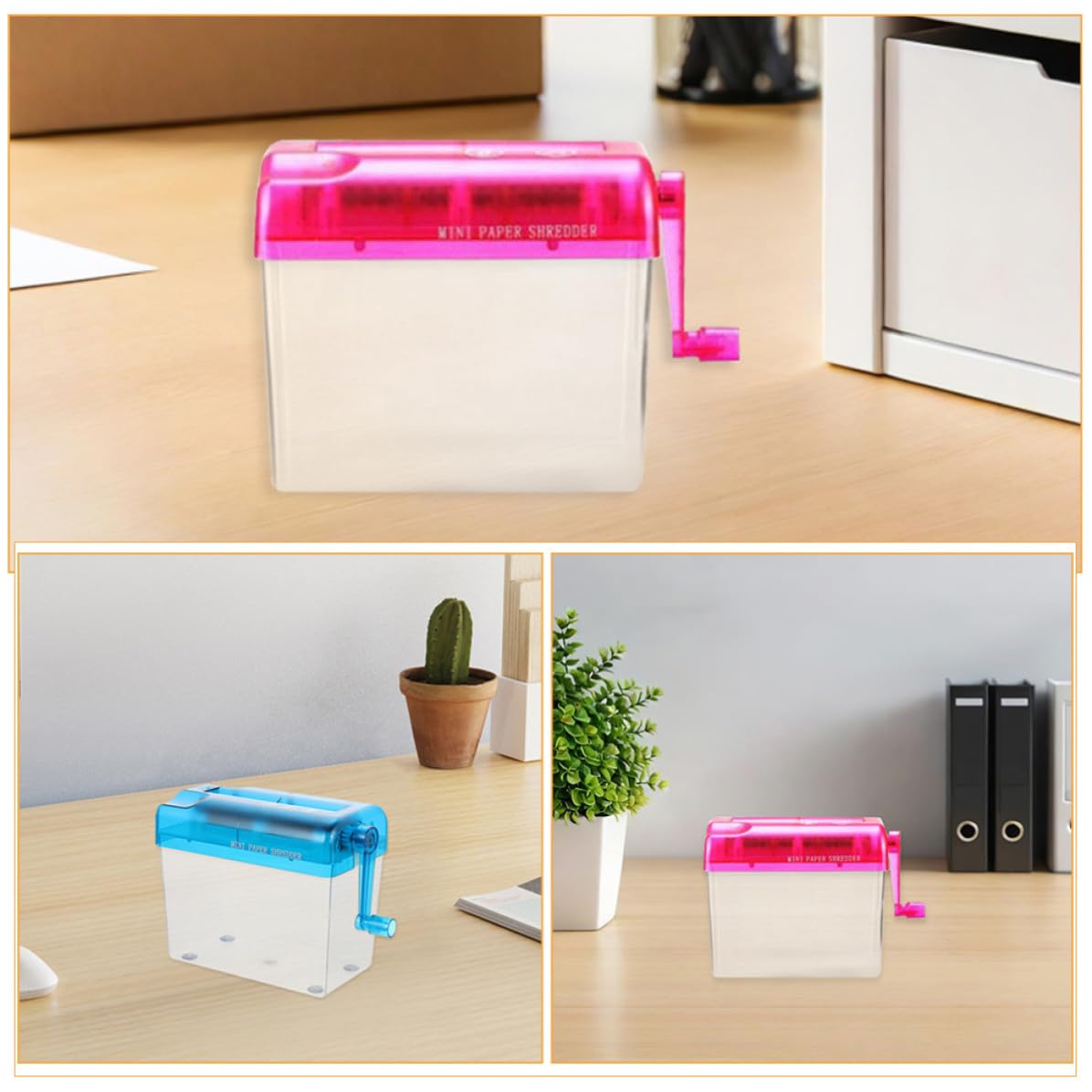 2 Piezas Trituradora Manual de Papel de Escritorio Portátil para
