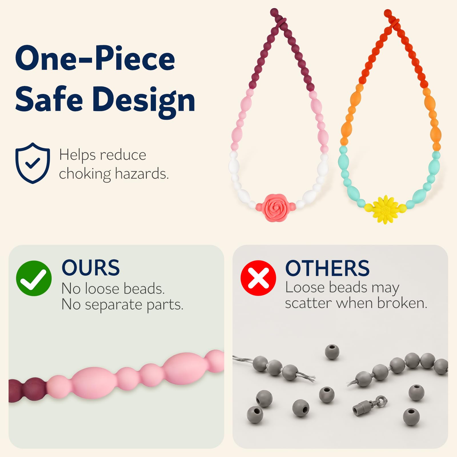 Blumenkau-Halsketten für sensorische Kinder, einteiliger Silikon-Kauschmuck für Nagelbeißprävention, sensorische Fidget-Halskette für Kinder und Erwachsene mit ADHS und Autismus, Kauspielzeug für