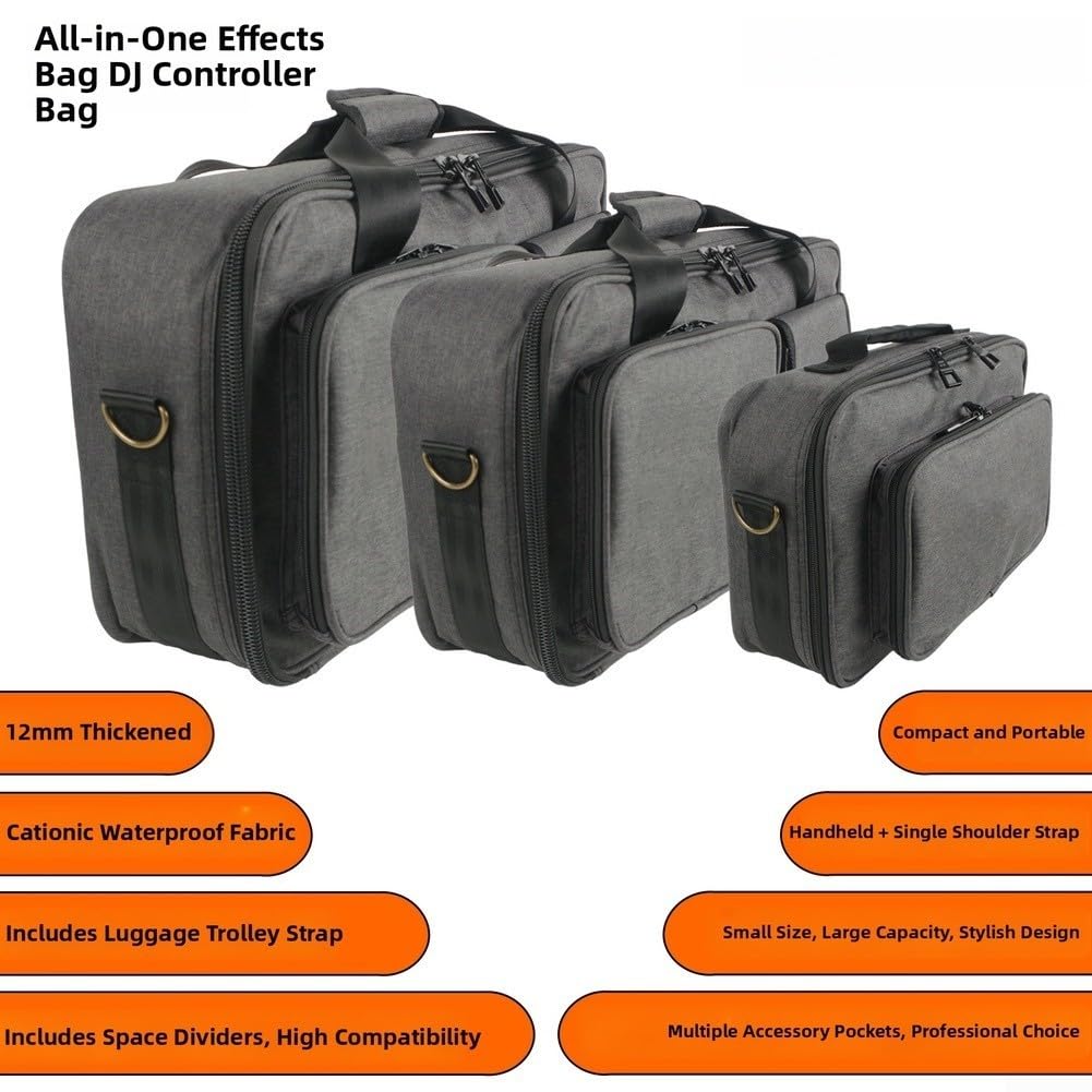 Zenllihome Borsa per processore multi effetti per chitarra, pedaliera e controller DJ, impermeabile, antiurto, custodia per musica con spalla, zaino portatile per accessori per chitarra (M, nero)