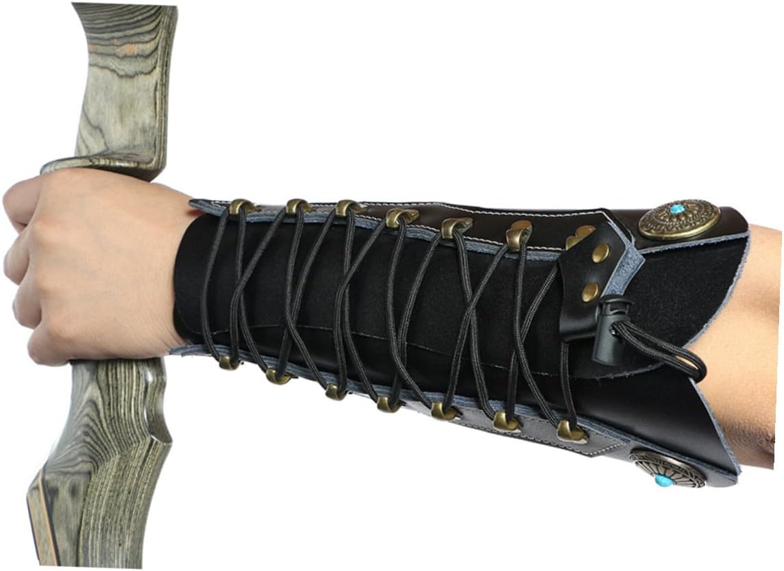 Kisangel Archery Arm Guard Protective Gear Pu Leather Adjustable Strap Safe Armband for Hunting and Target Shooting