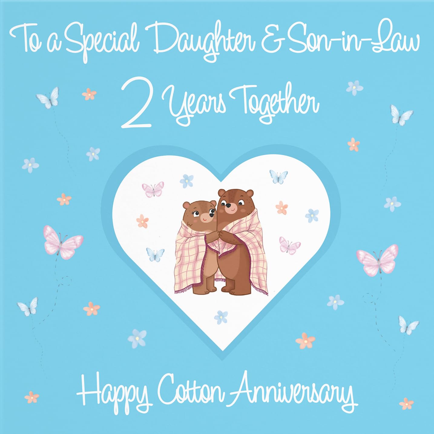 Hunts England, Daughter & Son-in-Law 2nd Anniversary Card, 2 Years, Cotton Anniversary, Romantic Meadows, Fun Card - Image 2