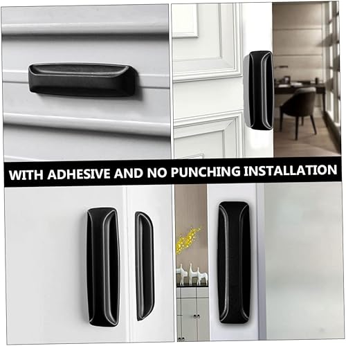 Miniatura 7 de DOITOOL 2 pares de manijas adhesivas para cómodas, manijas de cajón, manijas adhesivas para cajón, tiradores de gabinete negros para gabinetes,