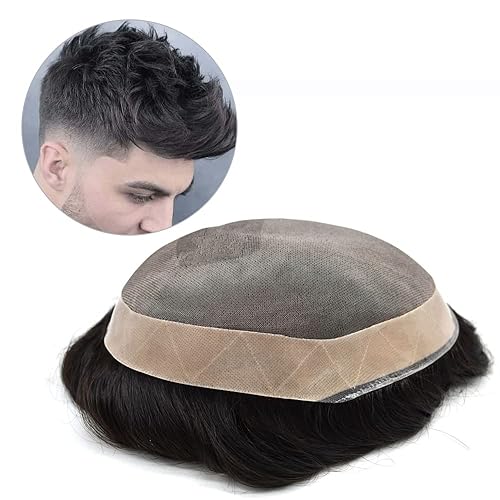 Miniatura 9 de Healthlif Toupee - Piezas de cabello humano Remy 100% real, NPU duradero con sistema de reemplazo de monofilamento para hombres, protesis capilar