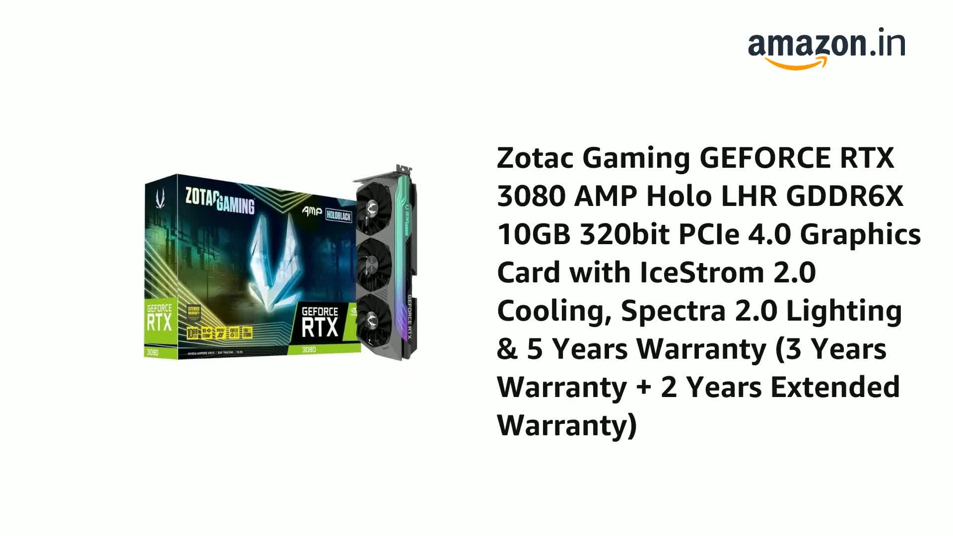 Amazon.in: Buy ZOTAC Gaming GEFORCE RTX 3080 AMP Holo LHR GDDR6X