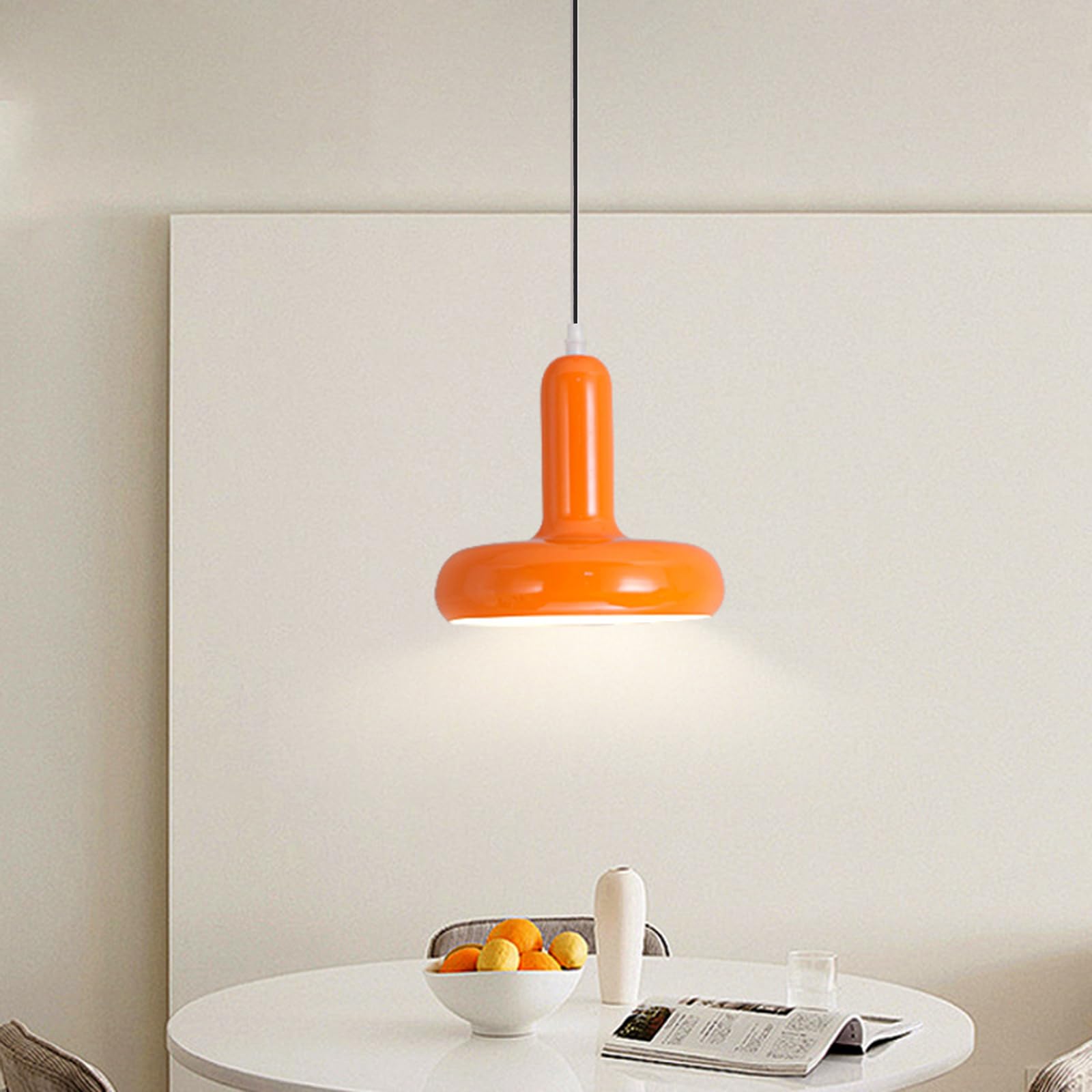 Industrialna metalowa lampa wisząca, 20 cm oprawa sufitowa z gniazdem E27, podwieszane światło w stylu vintage do kuchni jadalni (pomarańczowy)