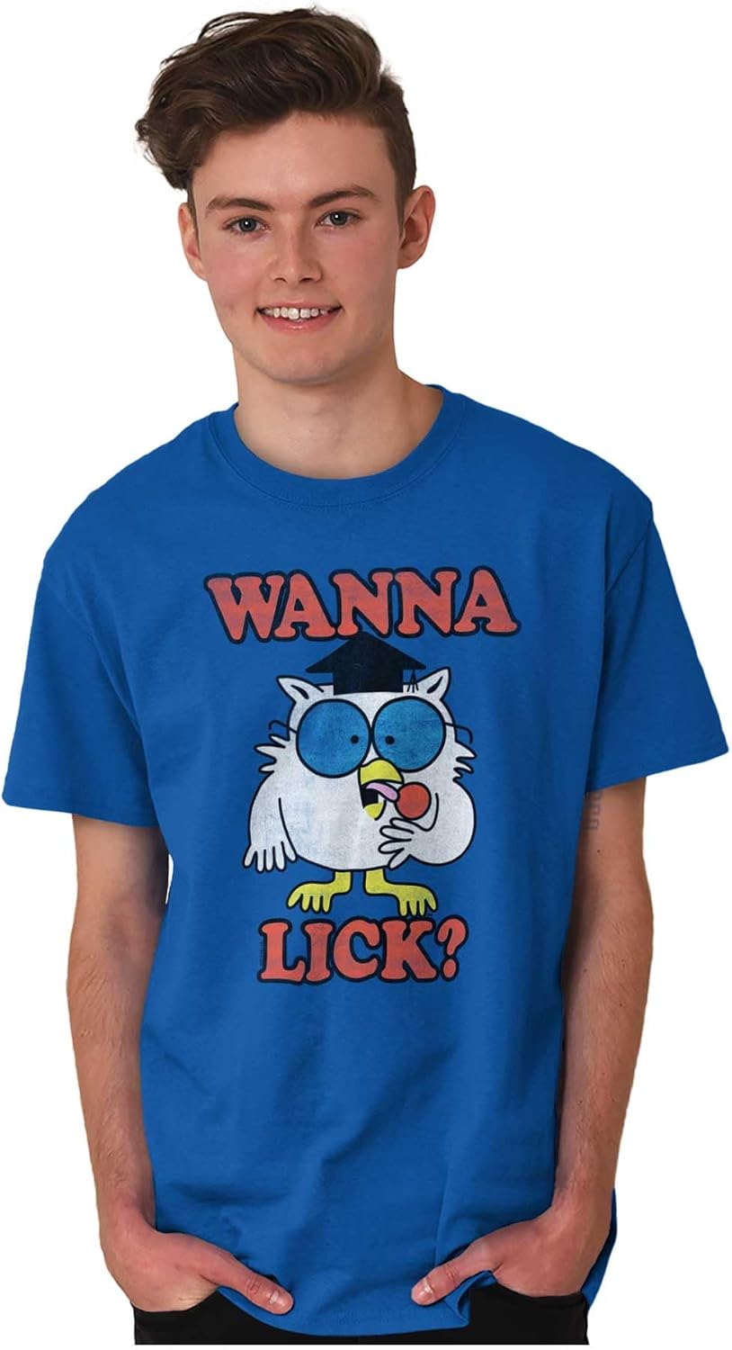 Wanna Lick Funny Mr. Owl Tootsie Pop Graphic T Shirt Men or Women