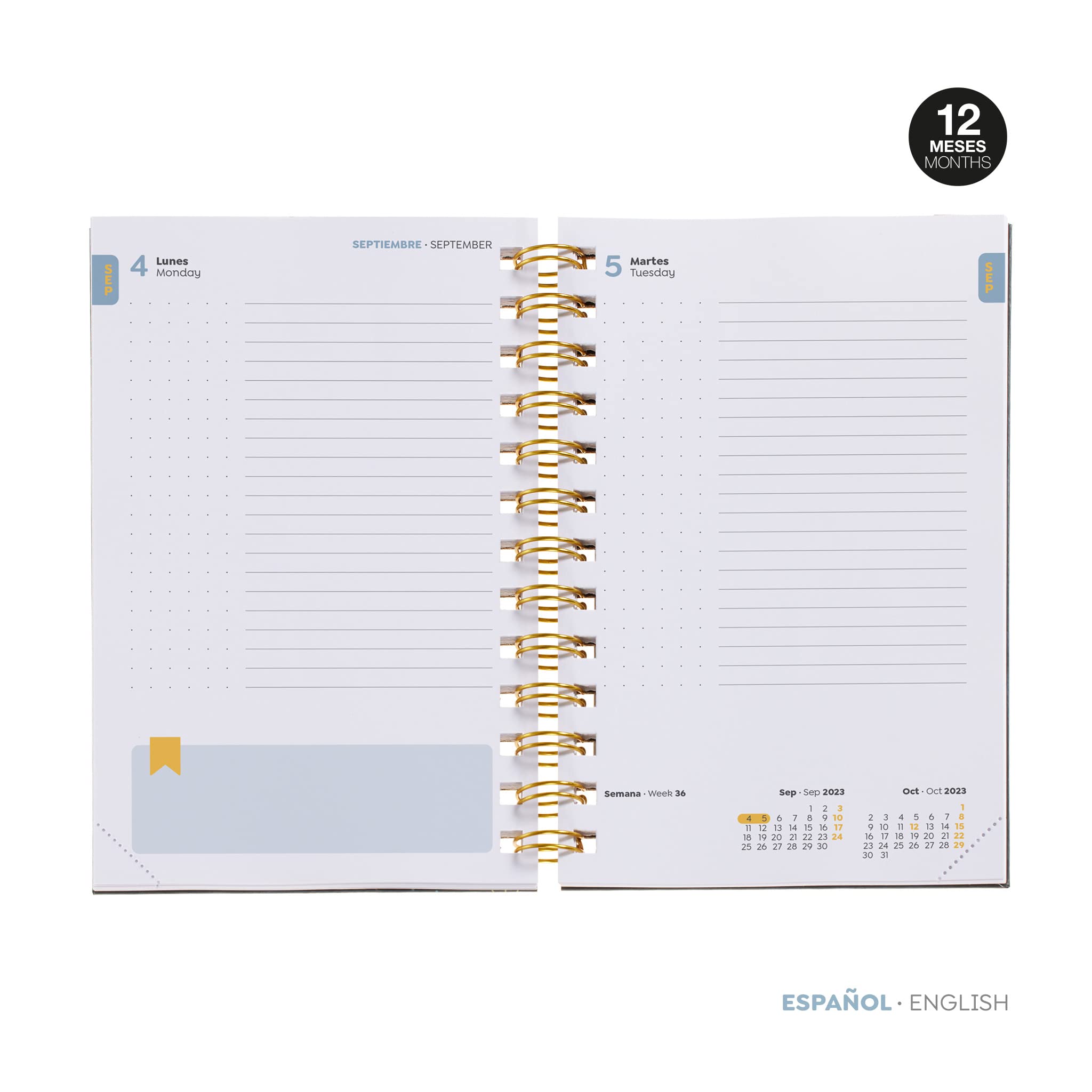 Miquelrius - School Planner 23-24, September 2023 to August 2024, 12 Months, Size 11.7 x 17.4 cm, Page, Garden, Spanish-English - Image 2