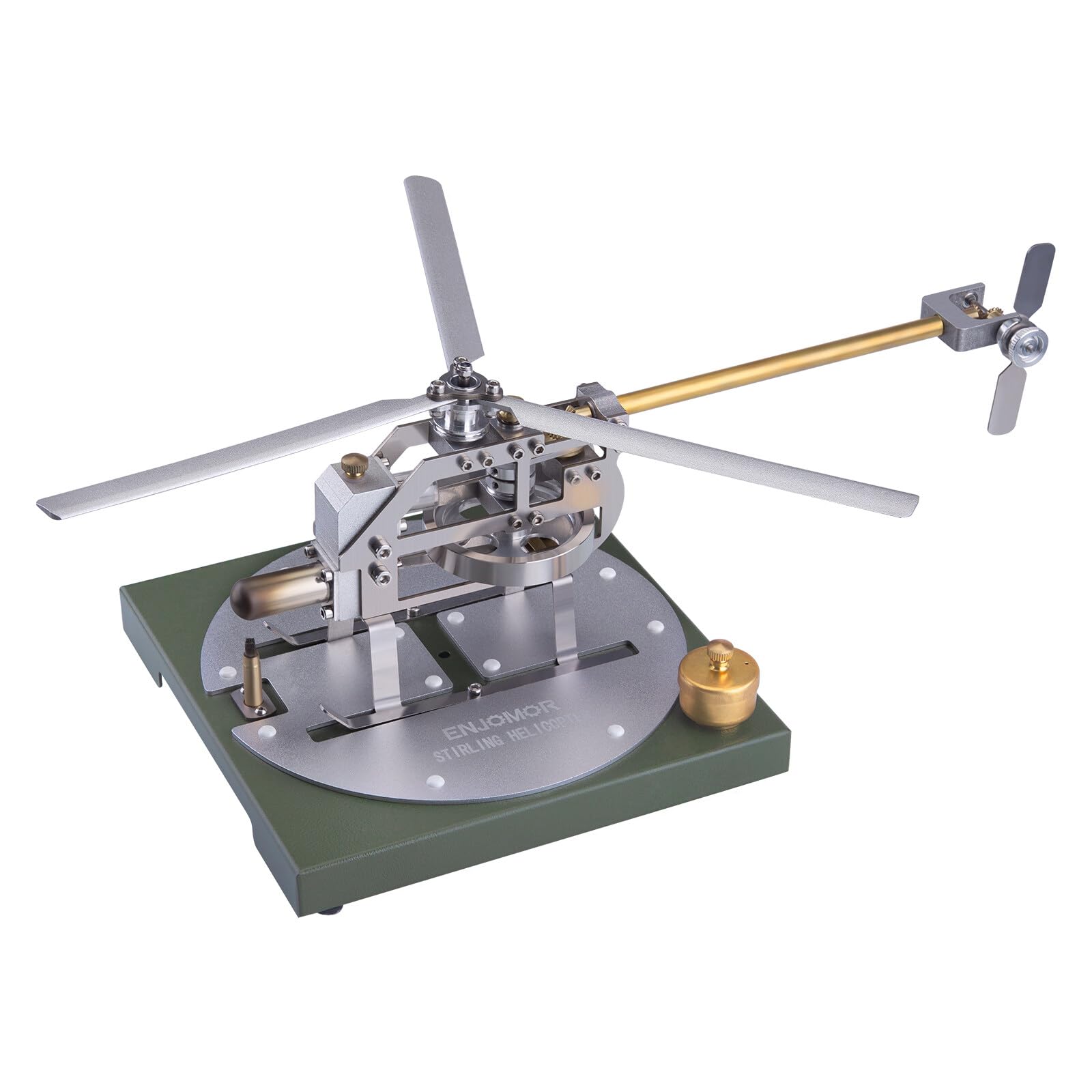 Joytopiaminds Gamma Type Alcohol Lamp Powered Stirling Engine Helicopter Model with Rotating Blades for Physical Science Experiment Display & Decoration