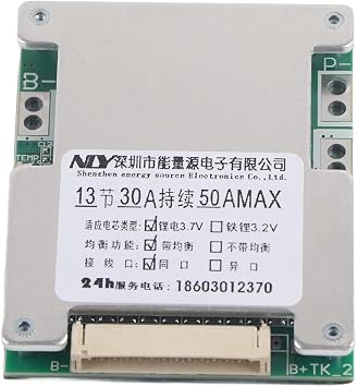 48V Lithium Battery PCB 30A with Balance Charging 13S