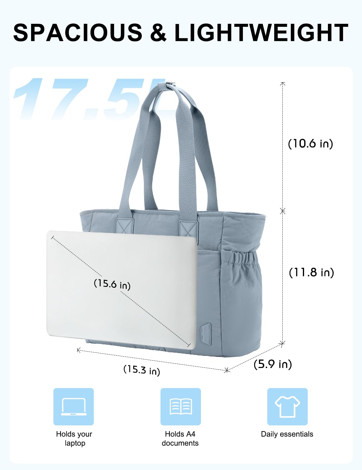 VASCHY Puffer Tote Bag dla kobiet, pikowana torba na ramię z kieszenią na ramię