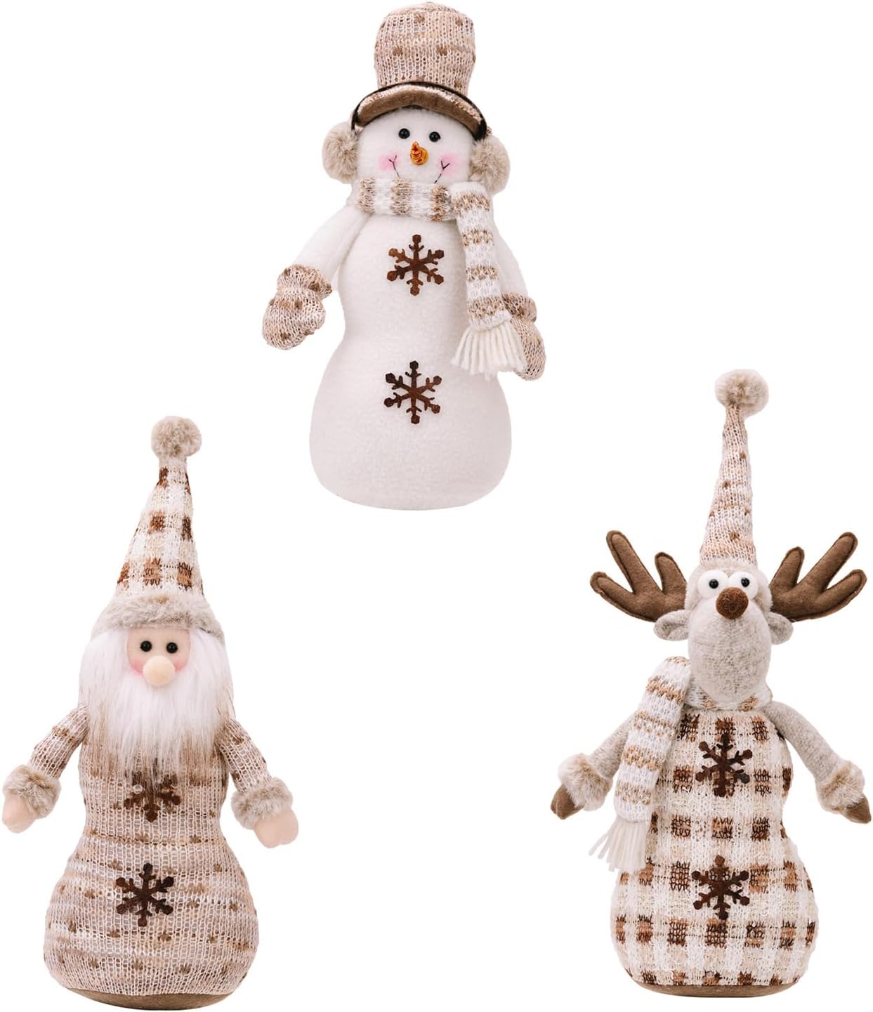Christmas Double Layer Figurine Display for Window Handmade Holiday Decoration Santa/Snowman/Deer Figures Ornament Handmade Decoration