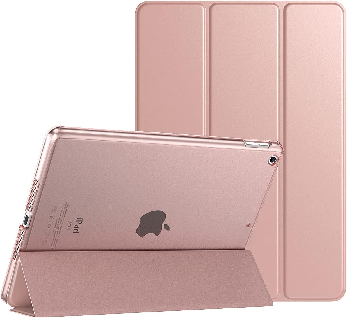 Case for iPad 9th Generation 2021/iPad 8th Generation 2020/iPad 7th Generation 2019, Ultra Thin Translucent Protective Smart Cover with Auto Sleep/Wake for iPad 10.2 Inches, Rose Gold
