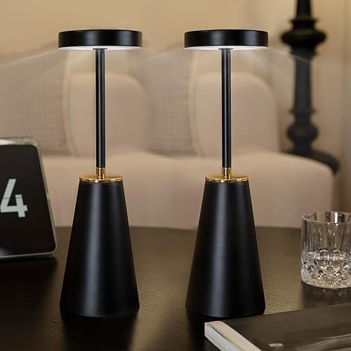 Lámparas de escritorio táctiles para dormitorio, lámparas de mesa inalámbricas para mesita de noche con batería recargable USB, juego de 2 lámparas