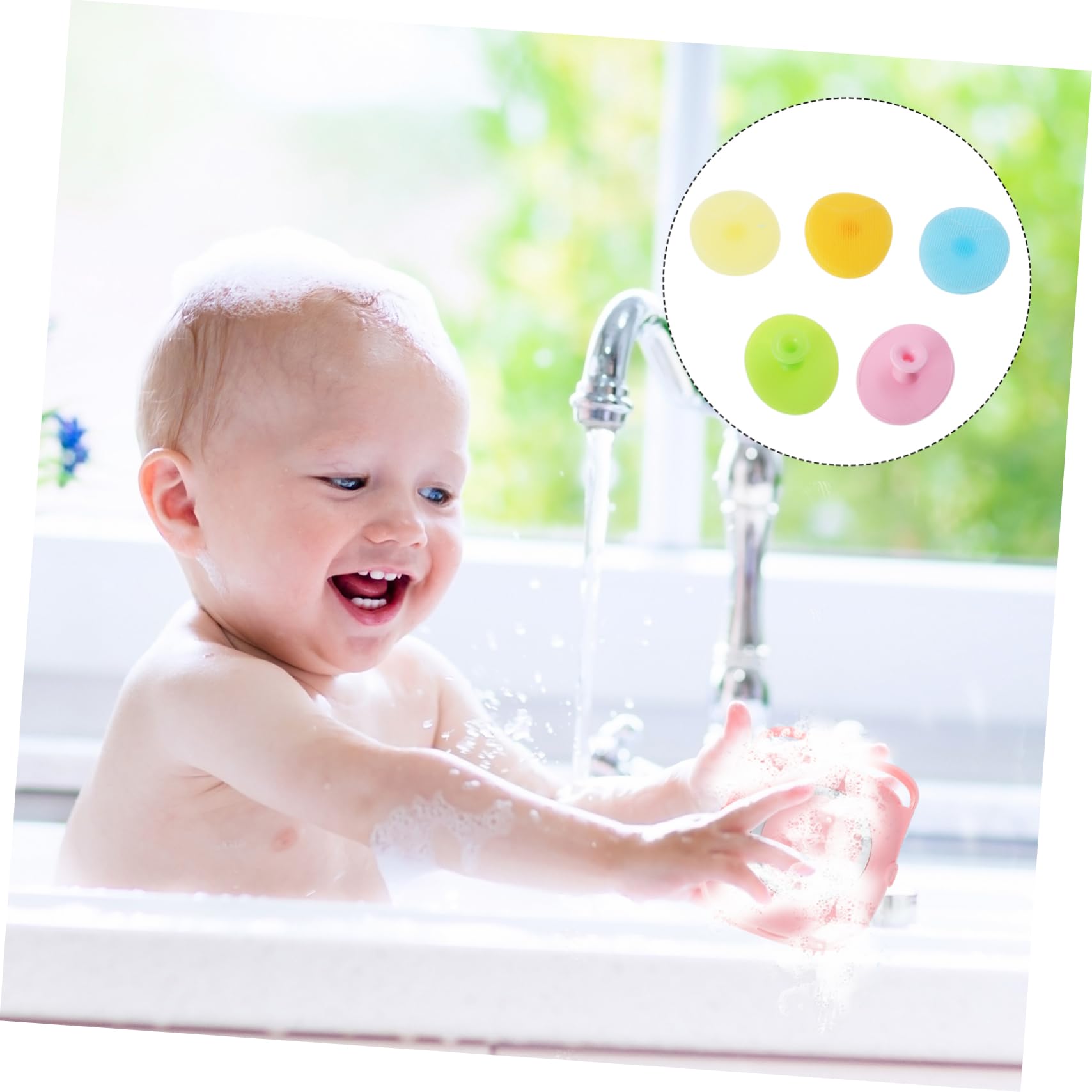 SOESFOUFU 5pcs Baby Scalp Massager Brush Set Silicone Hair Cleaning Shower Supplies for Newborns Scalp Massage Head Cleaning Gentle Bristles for Daily Use