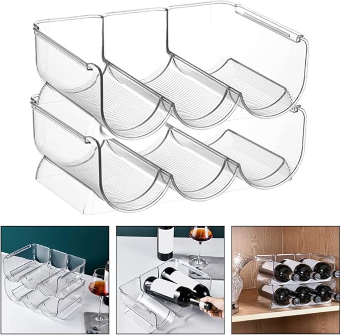 Estante para Botellas Apilable 2 Piezas Homoyoyo Plástico Transparente miniatura 7