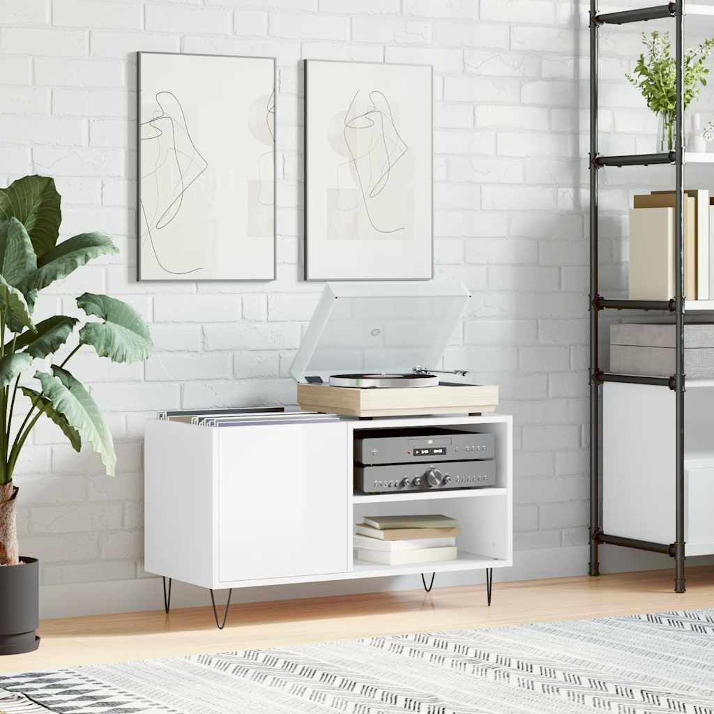 Mangloder - Armadietto per dischi in legno e ferro, 85 x 38 x 48 cm, con spazio per dischi in vinile, giradischi, TV Board, Lowboard, rack Hi-Fi, mobile multimediale, soggiorno