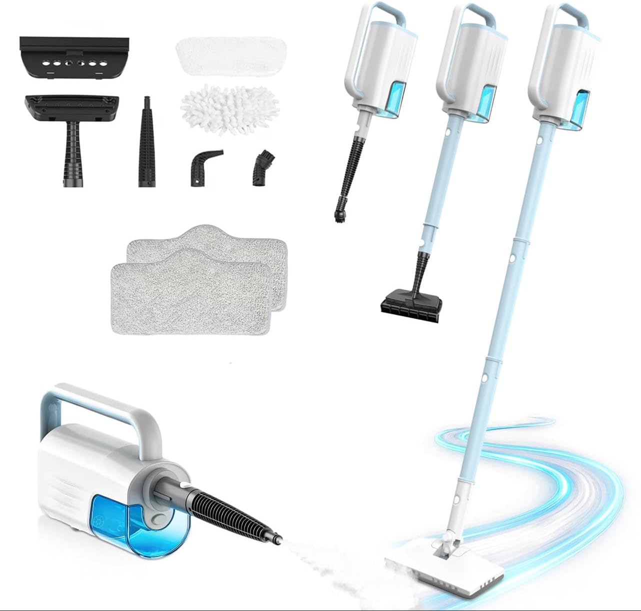 Steam Mop, 7 in 1 Handheld Steam Mop Cleaner Detachable with 350ml Water Tank for Hard Floor, Carpet, Tiles Cleaning