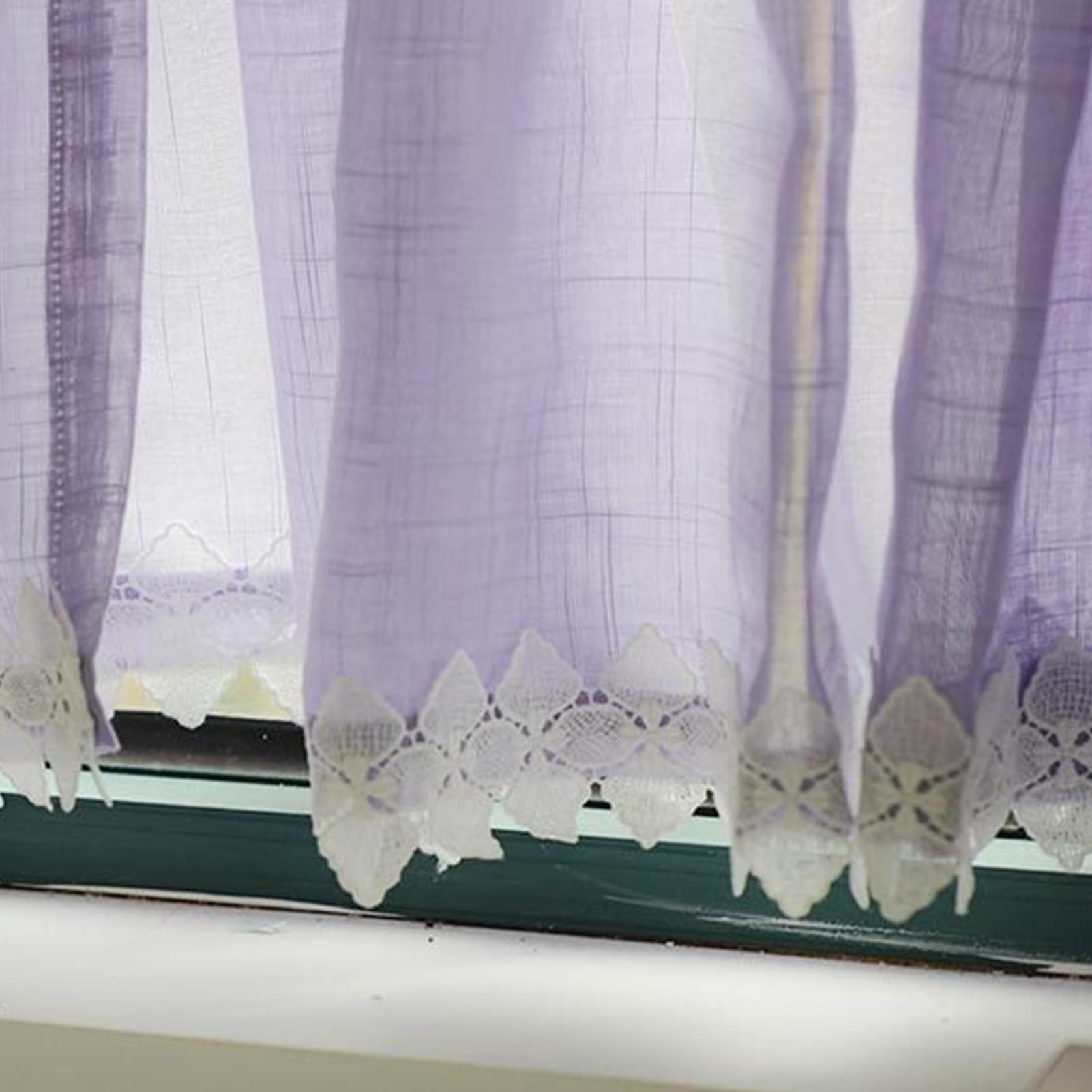 Rideaux de Cuisine en Voile Couvrant Moitié, Rideaux Courts à Volants