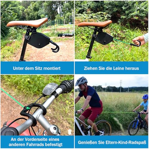 FIVAVA Fahrrad Abschleppseil Kinder 2.5M Einziehbarer Abschleppseil Fahrrad Eltern Kind Zugseil Traktionsseil 500 lbs für Kinder MTB Bike