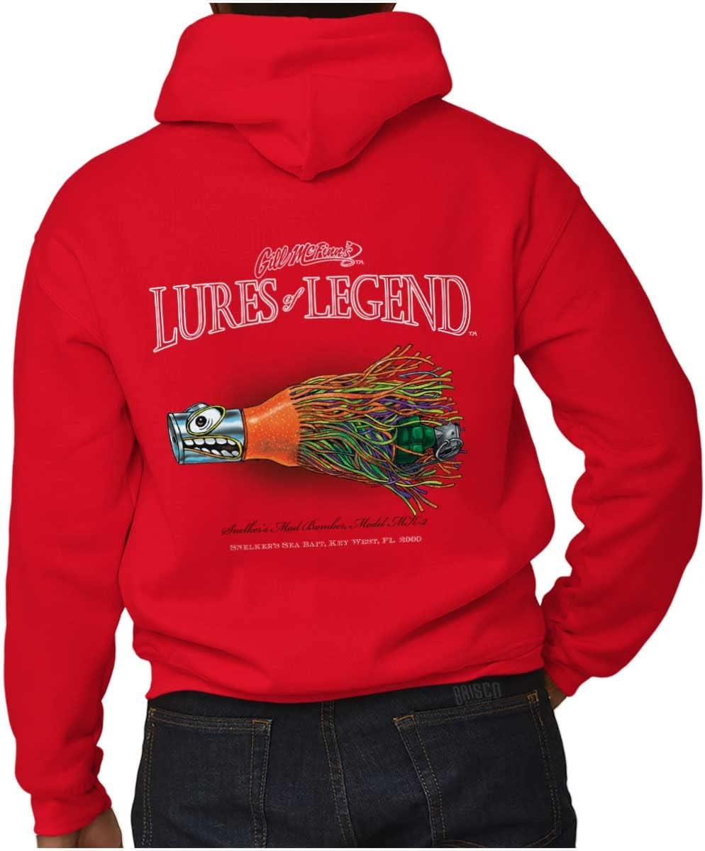 Brisco Brands Gill McFinn Funny Fishing Bomber Fish Zip Up Hoodie Mens Womens