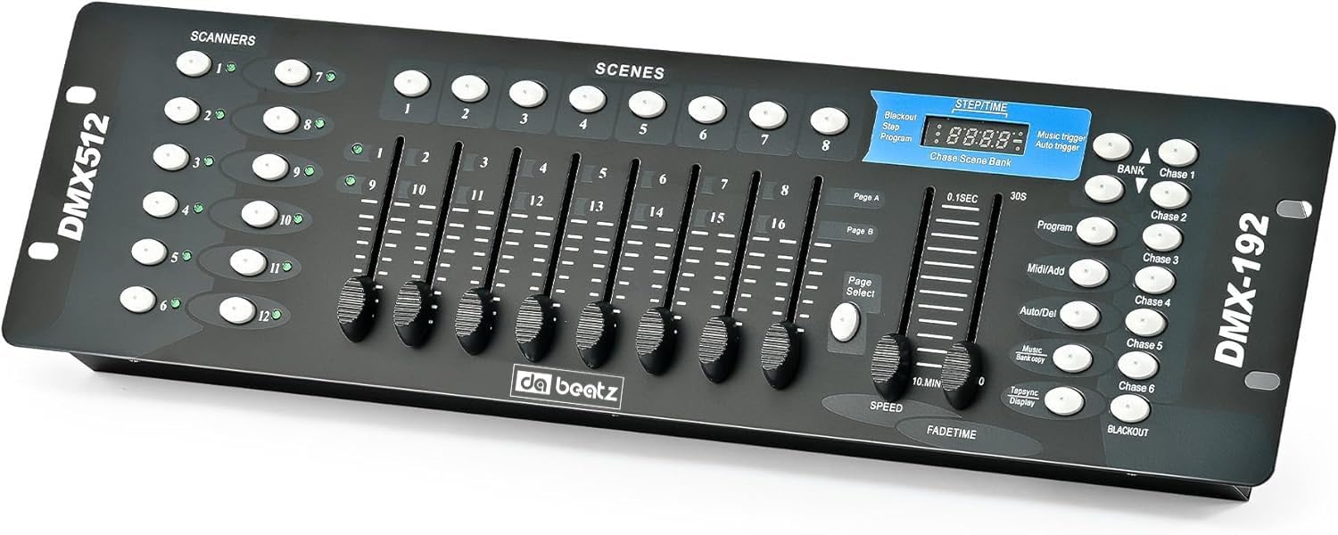 DaBeatz Presents High Quality 192 Channels Professional Master 240 Scenes Dmx512 Dj Mixing Controller For Stage, Disco And Dj, Weddings, Pubs, Par Lights And Moving Head Lights