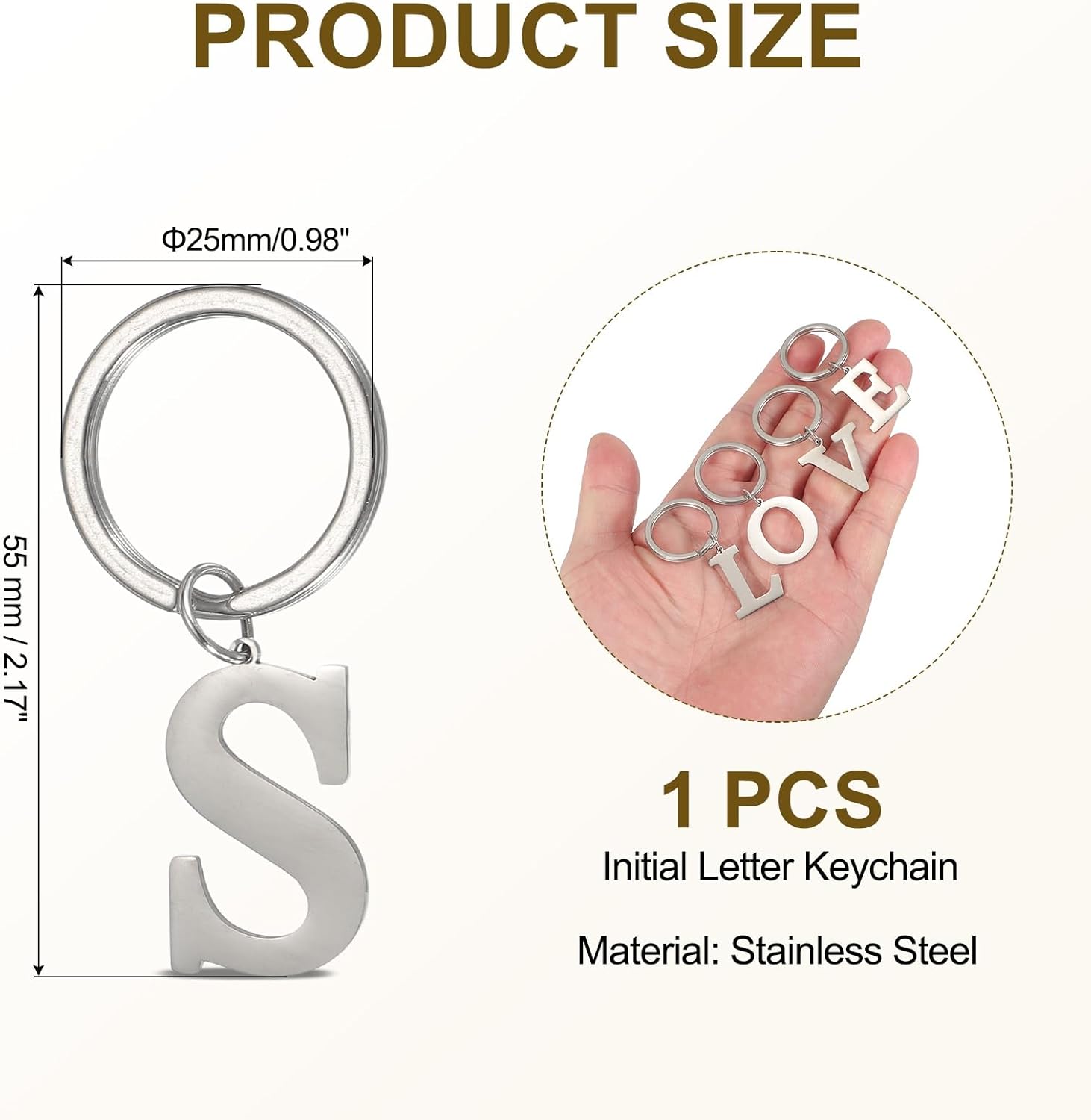 PATIKIL Initial Letter Keychain, DIY Pendant Keyring Bag Backpack Decor A-Z Alphabet Key Ring for Purse Handbag - Image 2