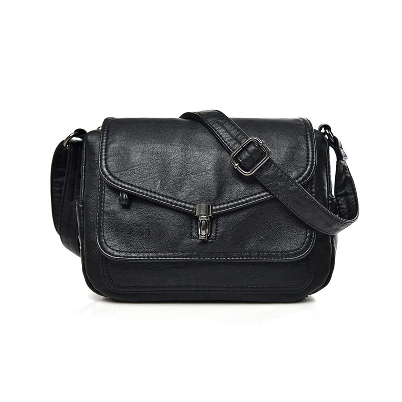 NICOLE & DORIS Women's Vintage Soft Leather Satchel Bag - Multi Pockets, Lightweight Hobo Bag