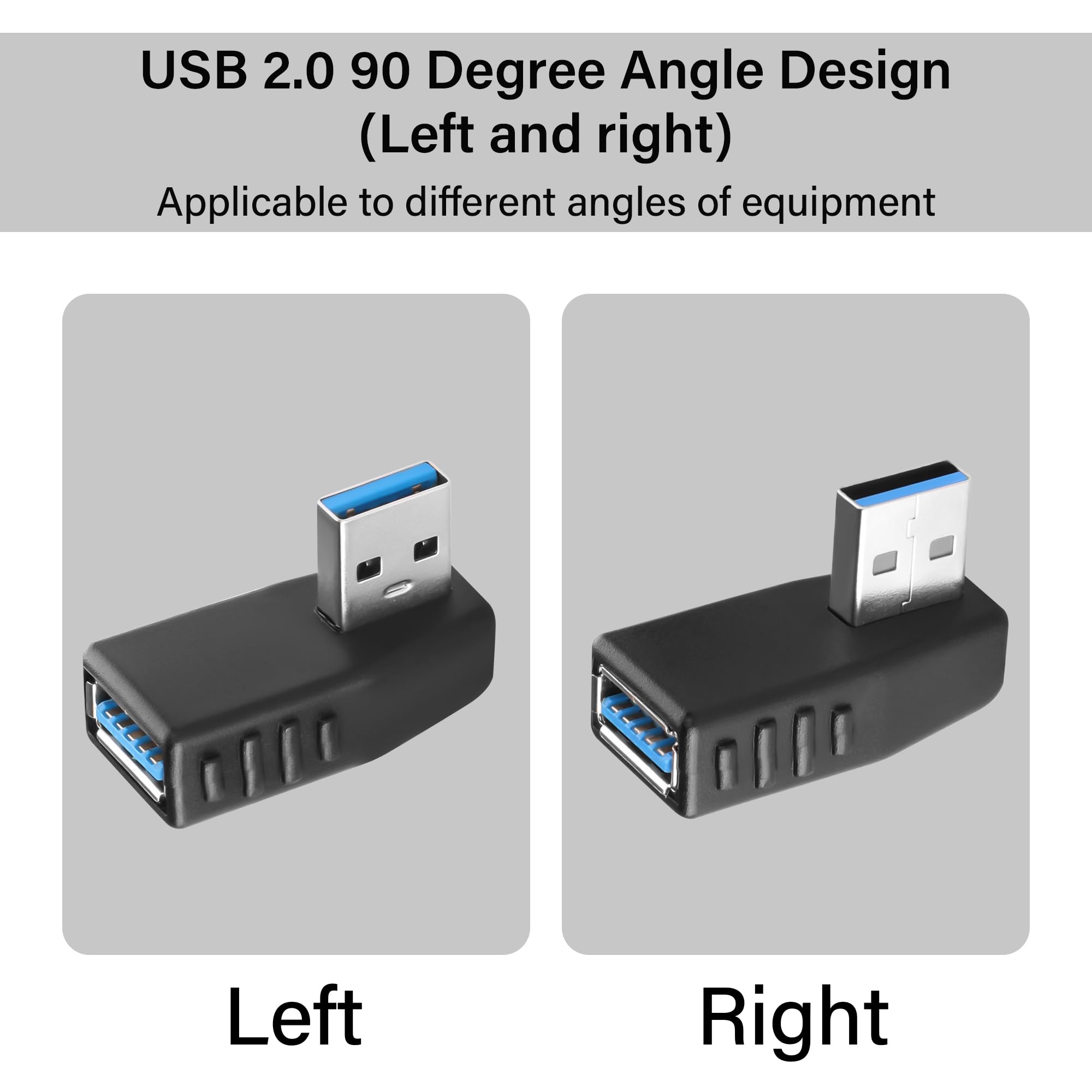 Kit 4 Adattatori USB 3.2 Angolati A 90° – 10 Gbps, Alloggiamento In Alluminio, Trasferimento Dati E Ricarica 5V/3A, Compatibili Universali
