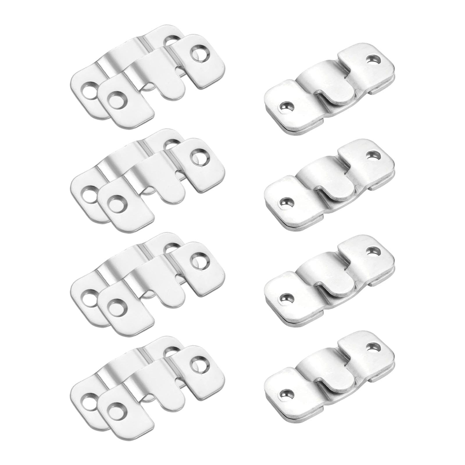 Livawnd 16Pcs Flush Mount Brackets, Heavy Duty Interlocking Picture Hangers, Stainless Steel Low Profile Wall Hangers for Photo Frames, Mirrors, Artworks & Canvases