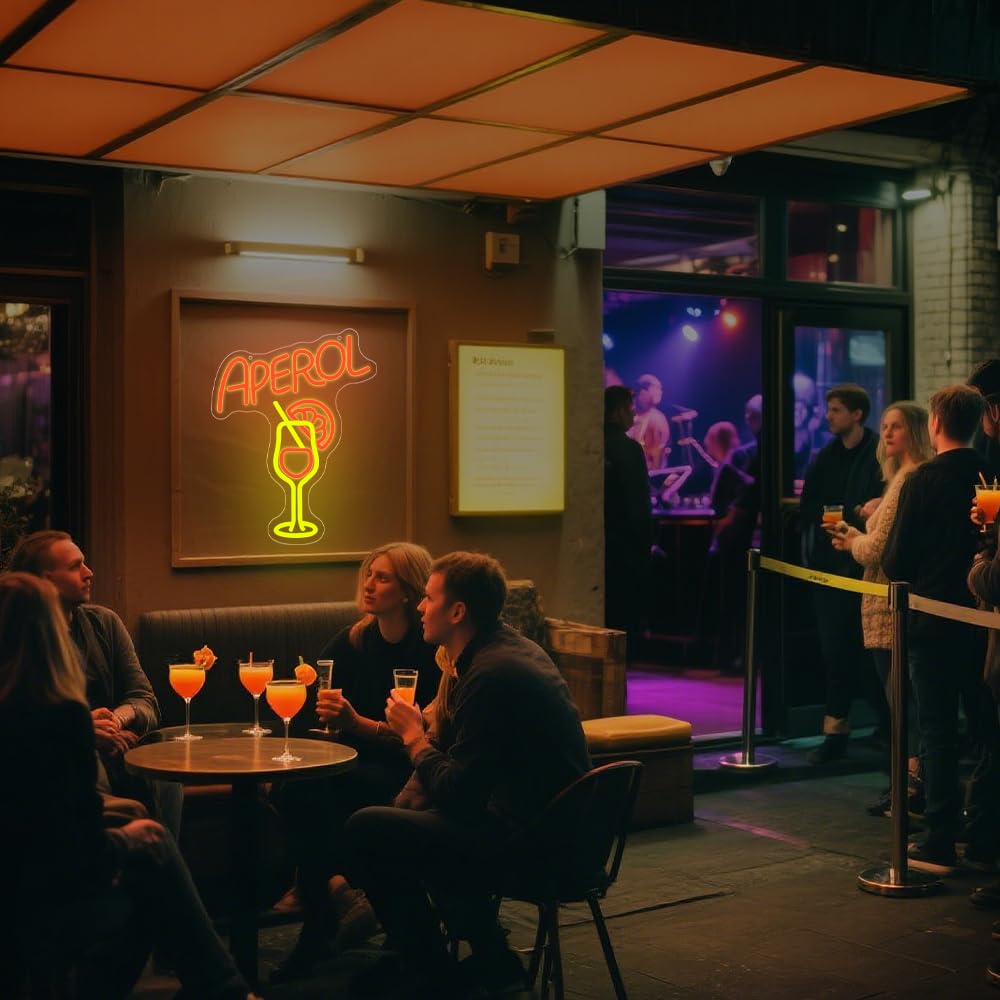 Cocktail Led Schild Aperol Spritz Neon Schild Bar Neon Schild Wanddekoration Aperol Neonlicht Geeignet für Bar Dekoration Cocktail Party Dekoration