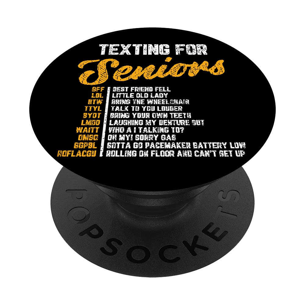 Texting For Seniors Funny Eldera 70th Birthday Graphic PopSockets Swappable PopGrip