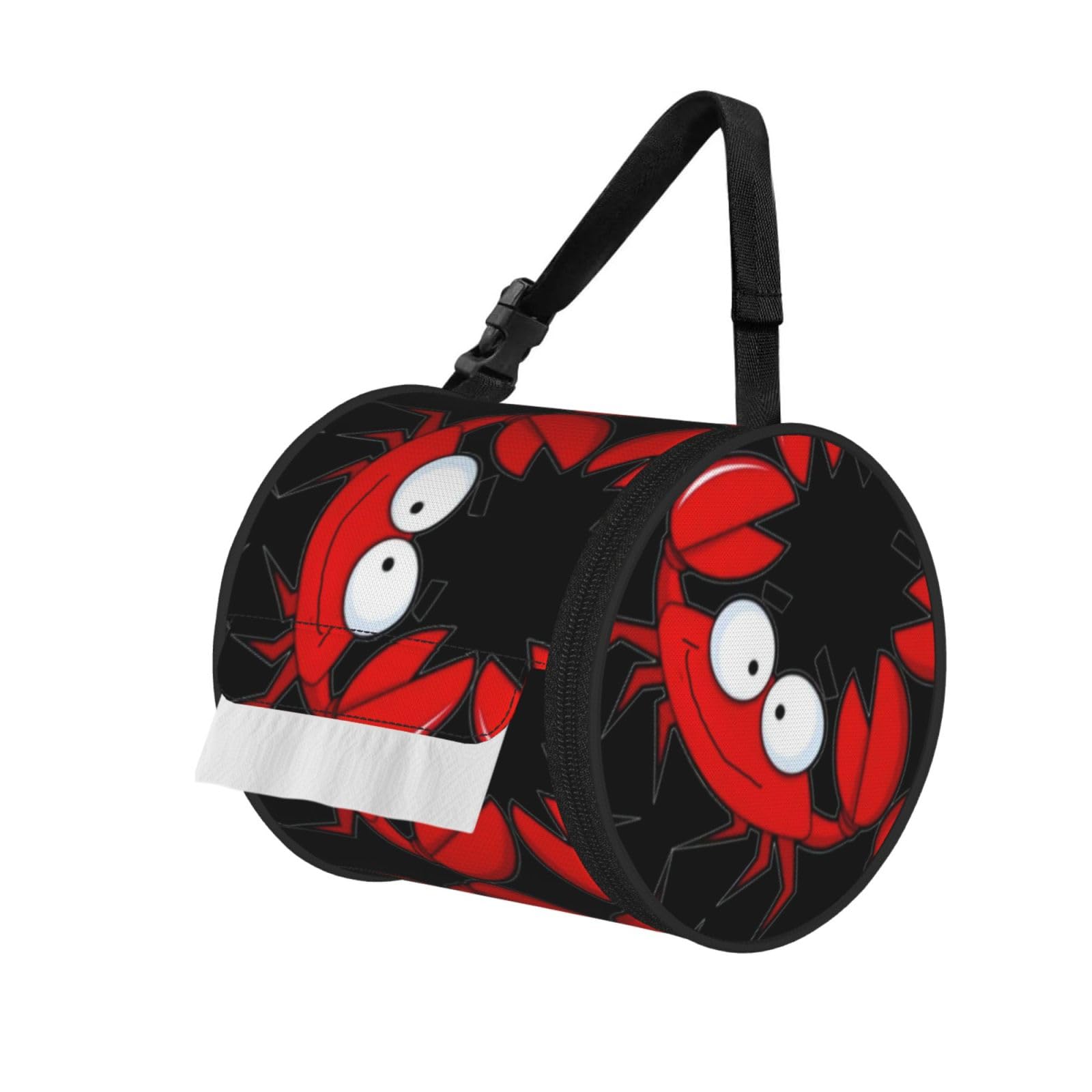 cartoon crab Printed Hanging Tissue Organizer, Smooth Zipper Oxford Cloth Roll Holder for RV Bathroom Desk